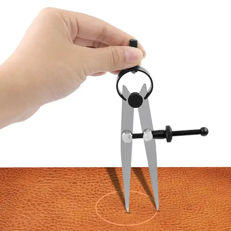 Adjustable Leather Compass Lockable Carbon Steel Divider Wing Creaser DIY Leathercraft Rotating Line Scribing Gauge Caliper Tool