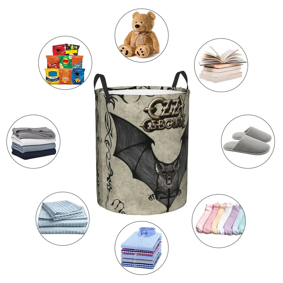 Ozzy Osbourne Prince of Darkness Laundry Basket | Foldable Heavy Metal Band Rock Toy Clothes Hamper | Storage Bin for Kids Nursery - Premium laundry basket from Lizard Vigilante - Just $19.99! Shop now at Lizard Vigilante