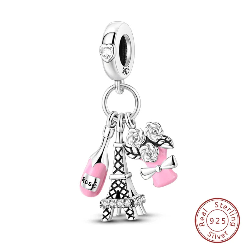 S925 Sterling Silver Princess Golf Hamster Camera Travel Three Piece Set Charms Beads 3mm DIY Fine Jewelry Making