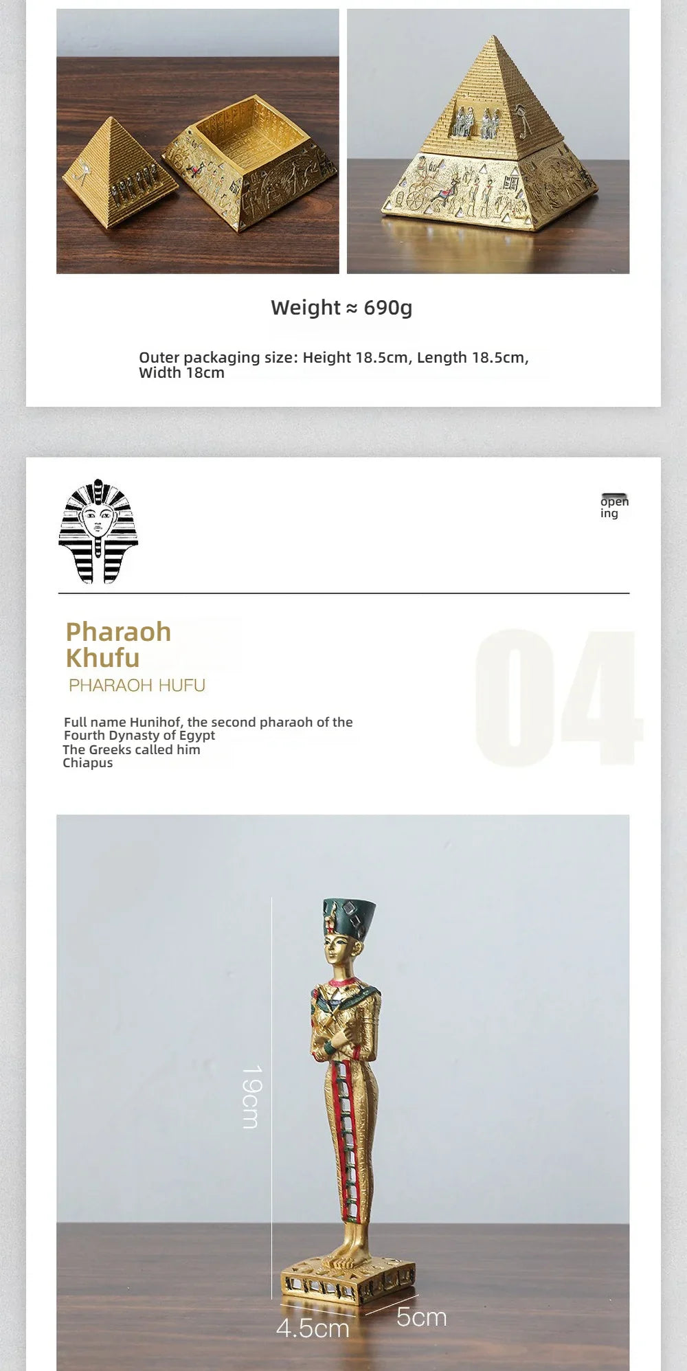 Egyptian Sphinx Resin Statue - Pharaoh Lion Body Human Face Sculpture, Hand-Painted Pyramid Guardian Isis Goddess Inspired Craft