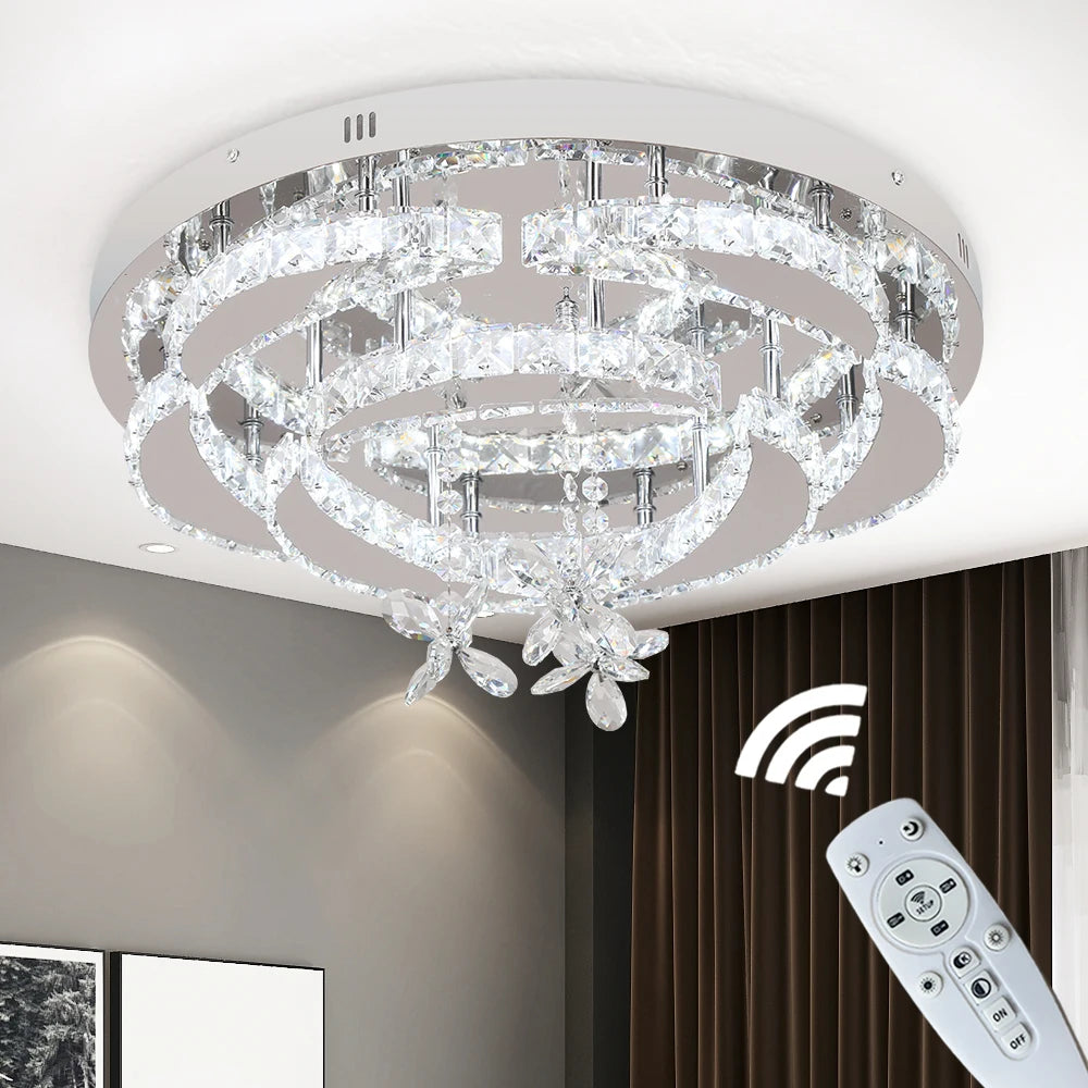 Modern Crystal Chandelier Ceiling Lamp - Luxury LED Pendant Light with Remote Control, Dimmable Luminaire for Living & Dining Rooms - Premium Chandelier from Lizard Vigilante - Just $69.99! Shop now at Lizard Vigilante