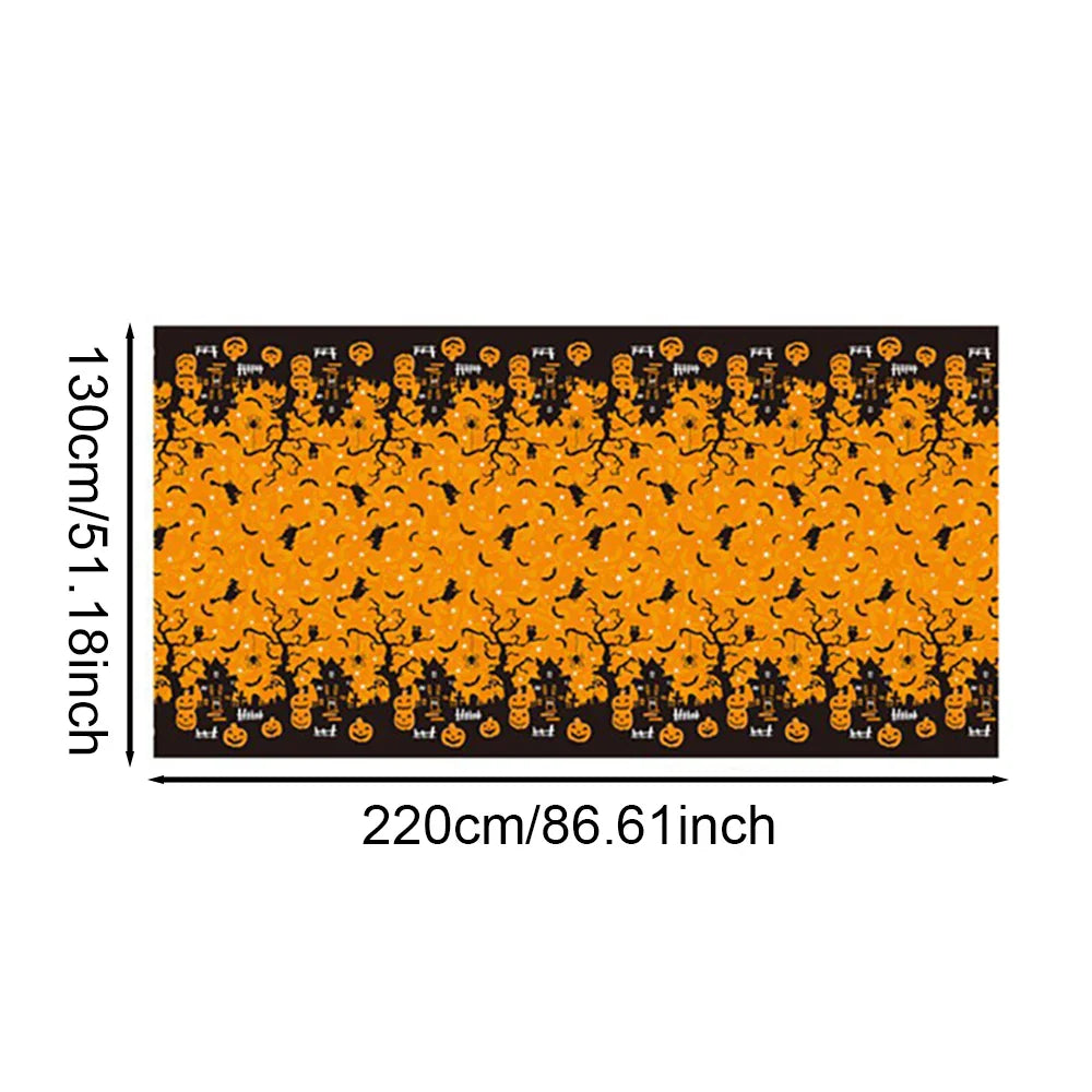 Halloween Decoration Tablecloth,Disposable Pumpkin Spider Web Bat Plastic Table Cover,Halloween Party Home Table Decor