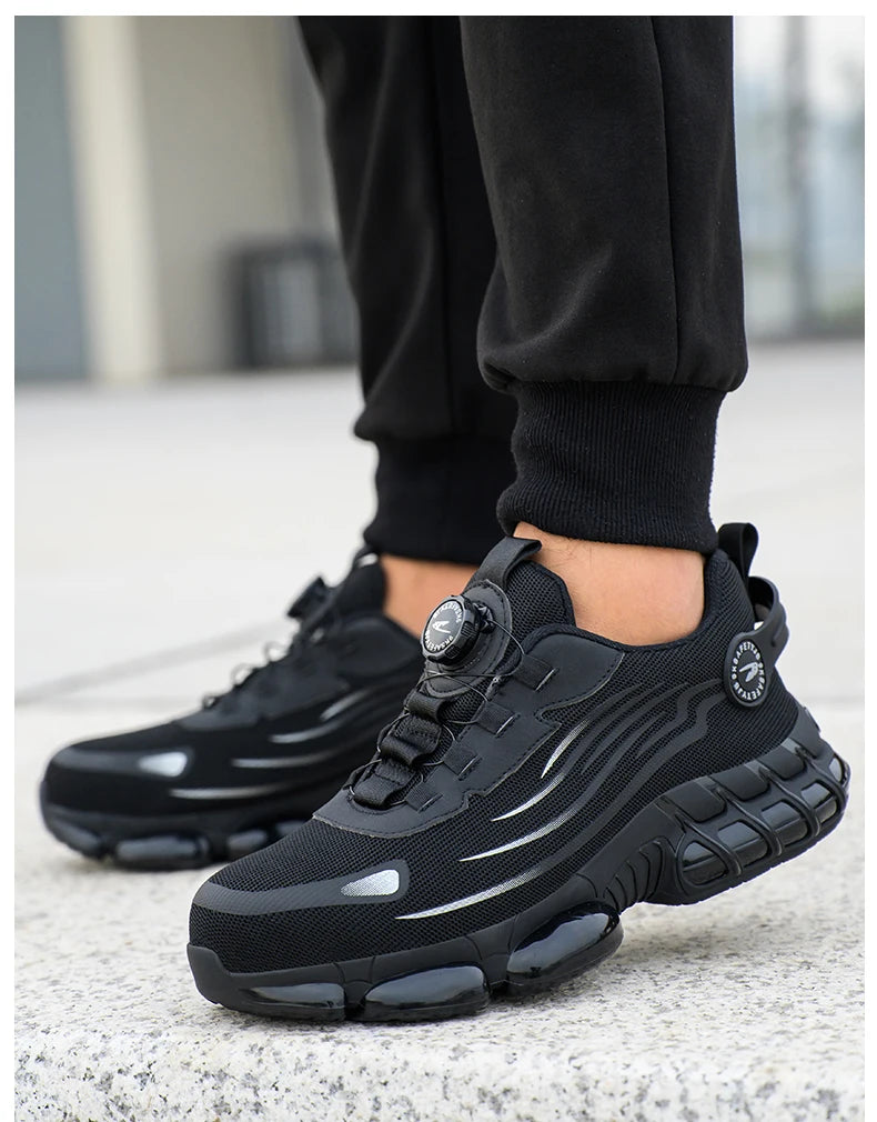 “NO SLACK, NO LACES” | Men’s Tactical Soft-Sole Steel Toe Work Sneakers – Anti-Smash, Anti-Puncture, Zero Excuses - Premium shoes from dsers - Just $72.99! Shop now at Lizard Vigilante