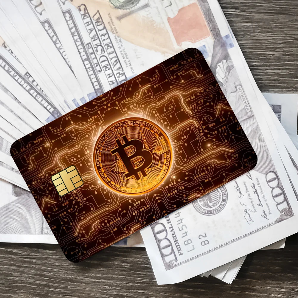 Crypto Currency Bitcoin Credit Card Stickers Waterproof Scratch Resistant 4PCS Set