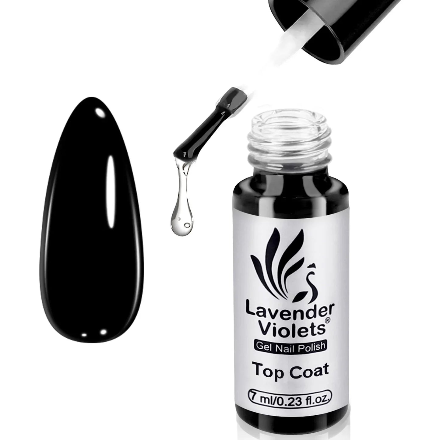 7ml No Wipe Glossy Top Coat, High Glossy Shine Effect Soak Off Gel Nail Polish Long Lasting for Salon Home DIY Manicure Nail Art