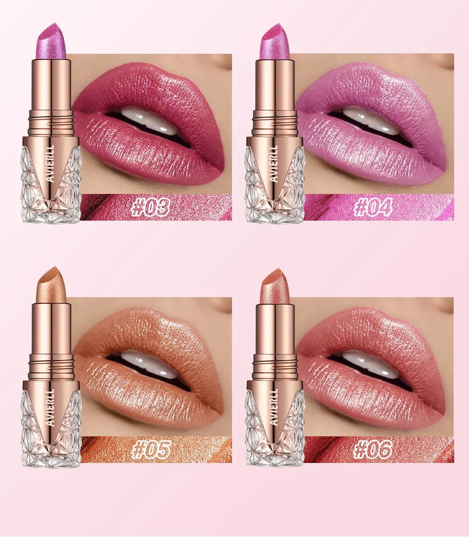 Fine Glitter lipstick, Quicksand Gold Lipstick, Moisturizing Silky Mermaid Girl Pink, Long-Lasting Waterproof Grapefruit Orange