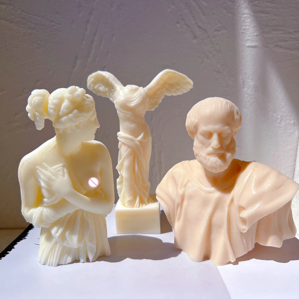 Aristotle Statue Candle Mold Greek Philosopher Bust Silicone Molds Greek Art Man Sculpture Wax Tool Tabletop Ornament