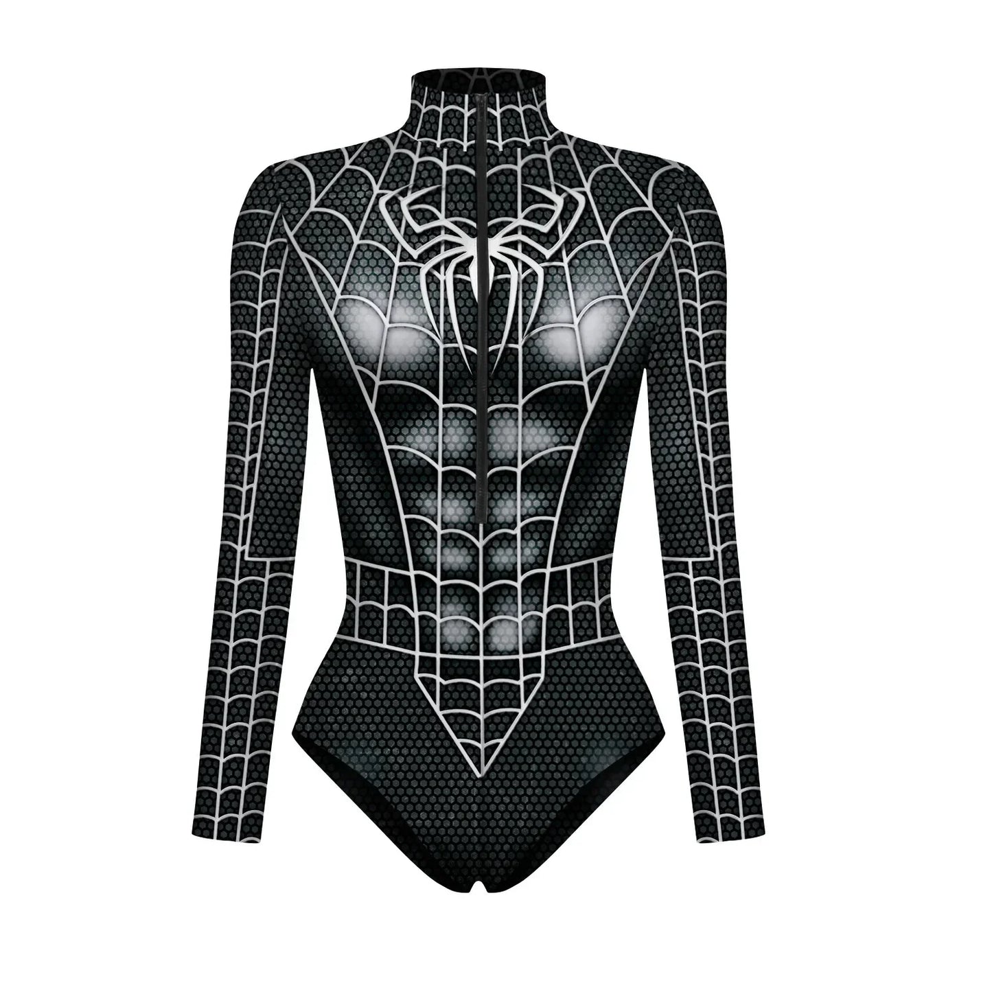 Spider Hero Captain 3D Print Long Sleeve Swim Bodysuit — Unisex Cosplay Jumpsuit For Beach, Pool, Halloween & Carnival