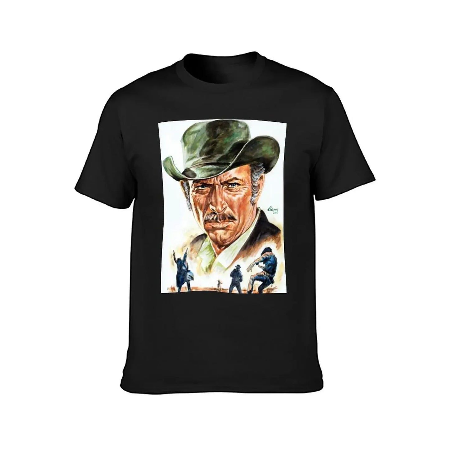 Lee Van Cleef Graphic Portrait T-Shirt | Men's Anime-Inspired Designer Short Sleeve Tee - Premium T-shirt from Lizard Vigilante - Just $24.99! Shop now at Lizard Vigilante