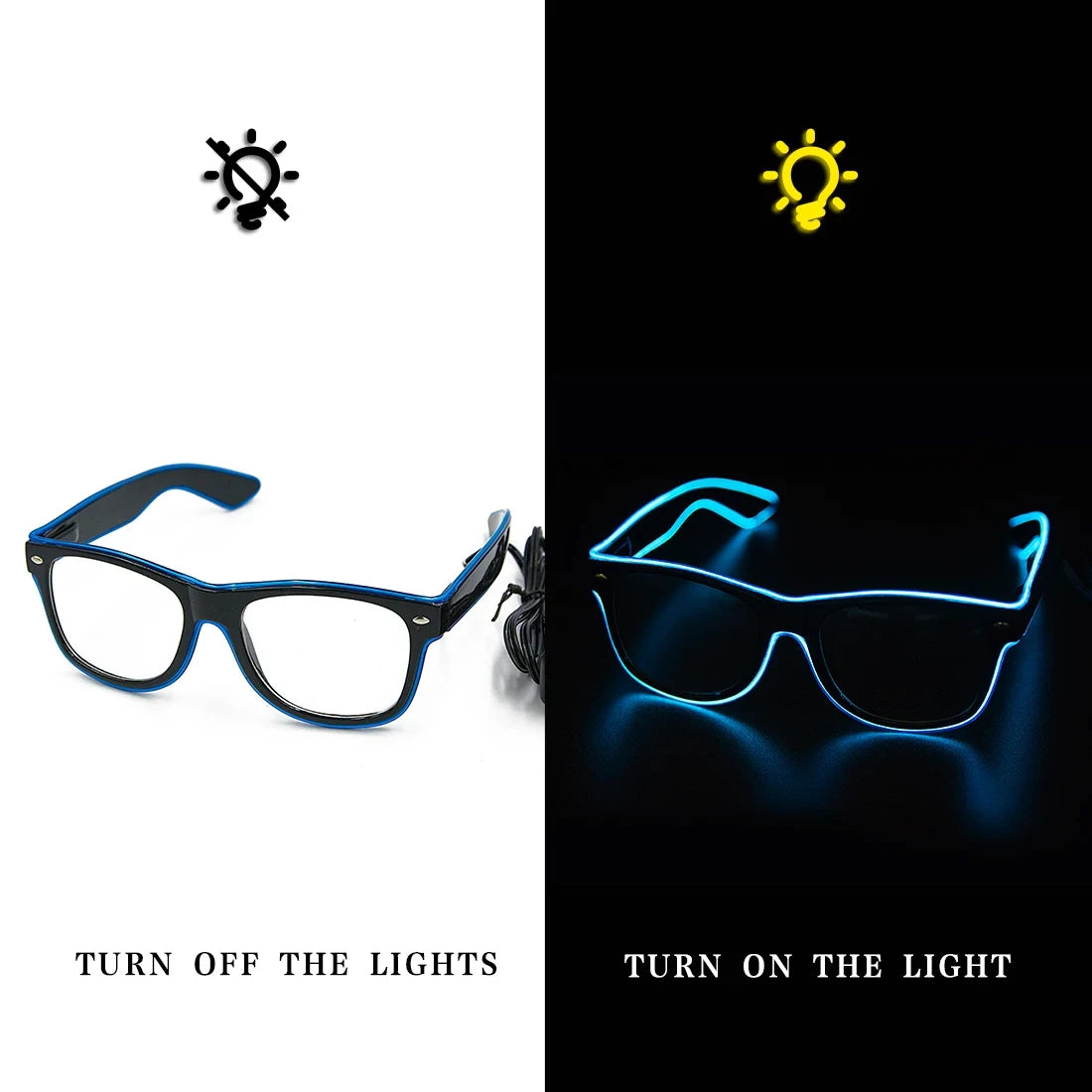 Neon Glow Sunglasses Led Glasses Bright Light Supplies Party Flashing Glasses EL Wire Glowing Gafas Luminous Bril Novelty Gift - Premium Sunglasses from Lizard Vigilante - Just $19.99! Shop now at Lizard Vigilante