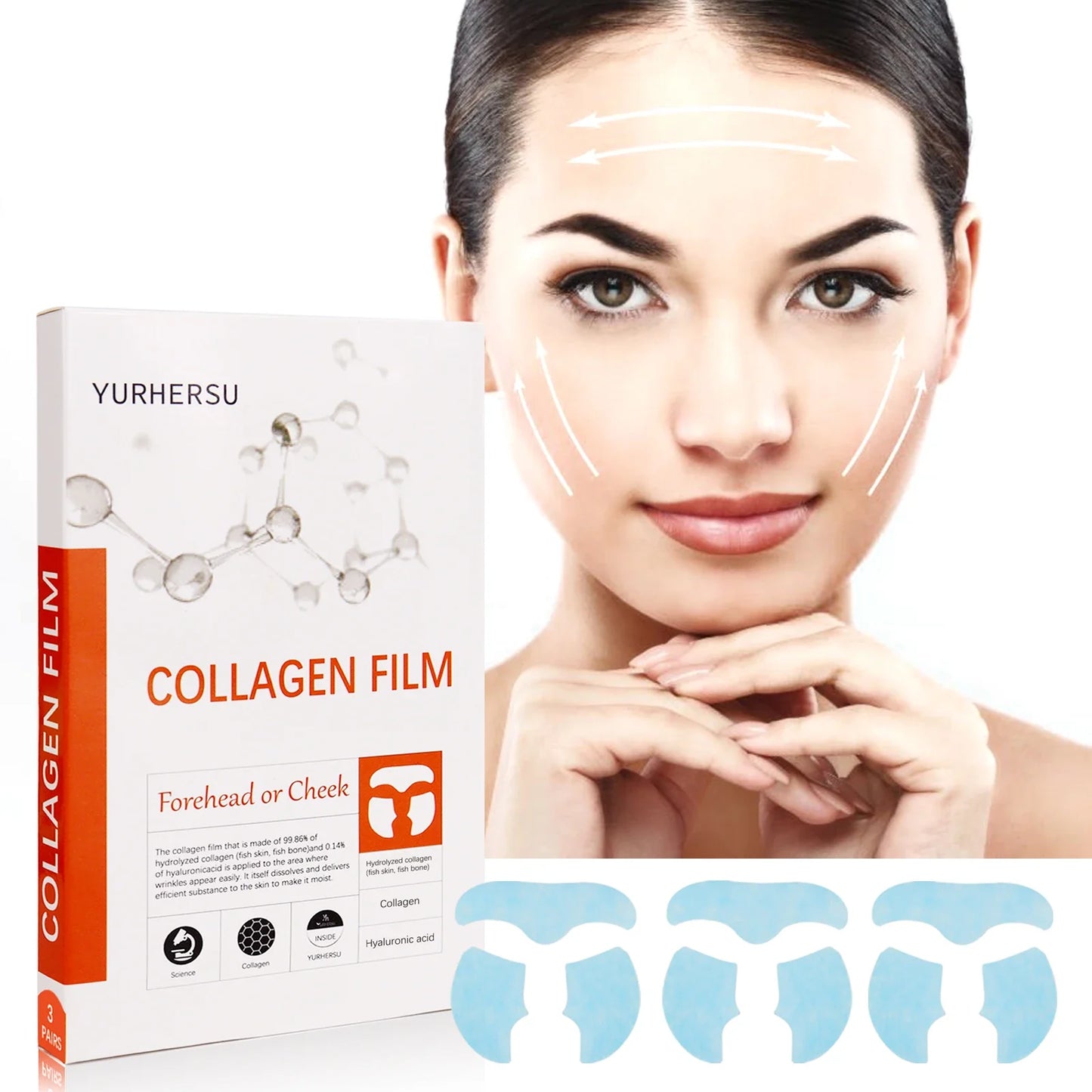 Collagen Film Water Soluble Moisturizer Essence Patch Collagen Soluble Mask Skin Care Product: 3PCS