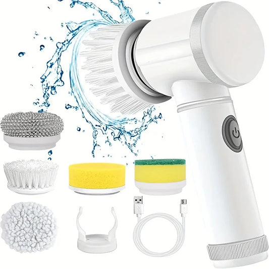 New Electric Spin Scrubber,Bathroom Cleaning Brush Power Scrubber with 5 Replaceable Brush Heads, 5 in 1 Electric Cleaning Brush - Premium  from Lizard Vigilante - Just $15.99! Shop now at Lizard Vigilante