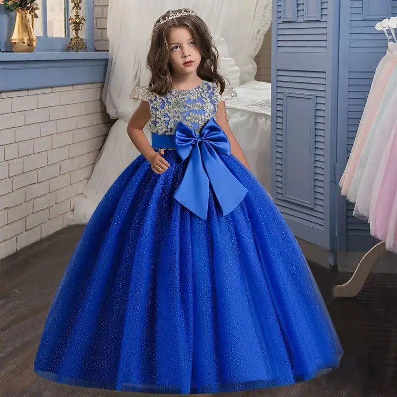 New Christmas Party Princess long dress children's dress children's gauze lace birthday party dinner ball big butterfly dress