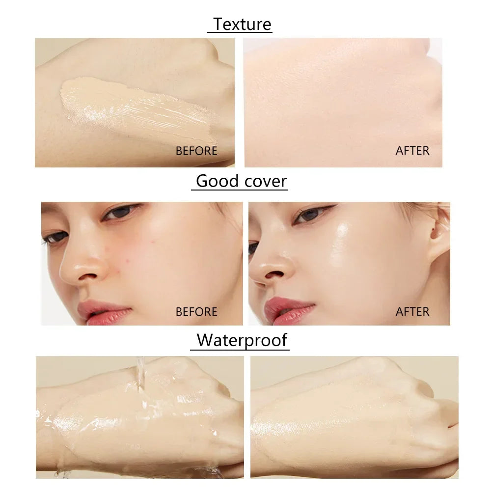 Liquid Foundation High Coverage Makeup Base Lasting Concealer BB Cream Waterproof Oil-Control Face Foundation Makeup Cosmetics