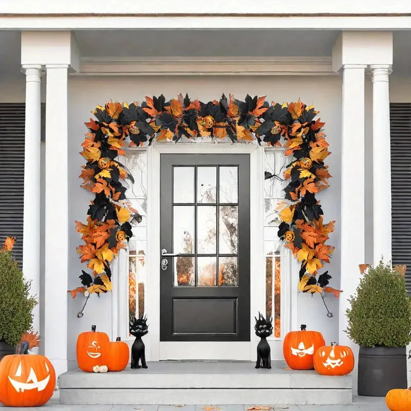 Halloween Pumpkin Cane Flying Indoor Fall Maple Leaf Garland Maple Leaf Autumn Thanksgiving Decor for Party Desk Decor