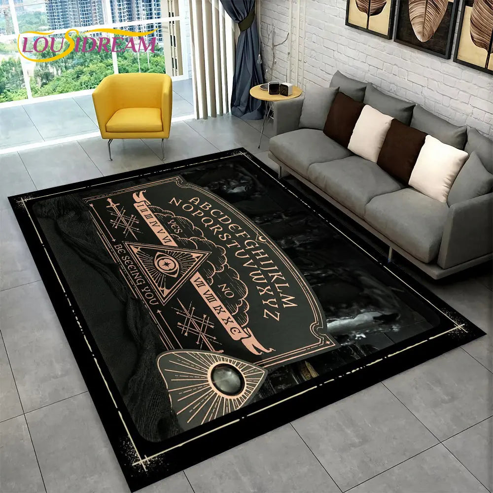 The Witchcraft Gothic Ouija Area Rug: LOUSIDREAM 3D Printed Tarot Carpet for Living Room & Bedroom