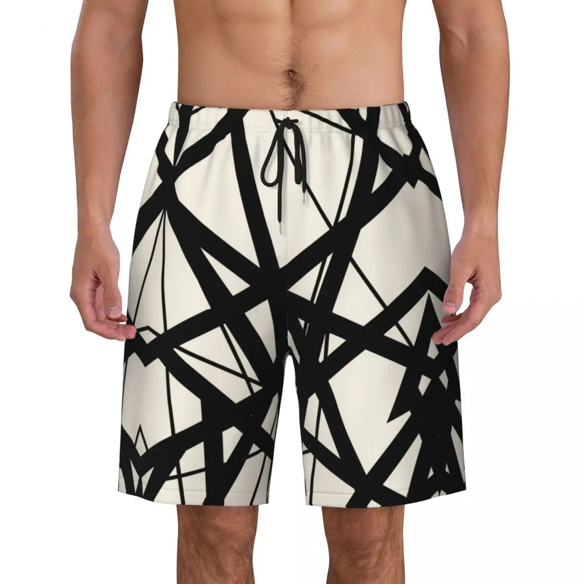 Van Halen Beach Shorts Black & White Swimsuits - Premium shorts from Lizard Vigilante - Just $23.88! Shop now at Lizard Vigilante