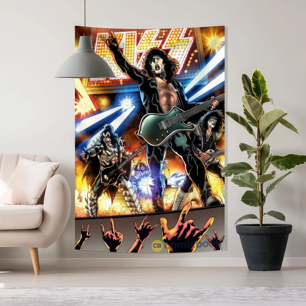 American Hard Rock Band KISS Decorative Wall Tapestry - Premium Tapestry from Lizard Vigilante - Just $10.99! Shop now at Lizard Vigilante