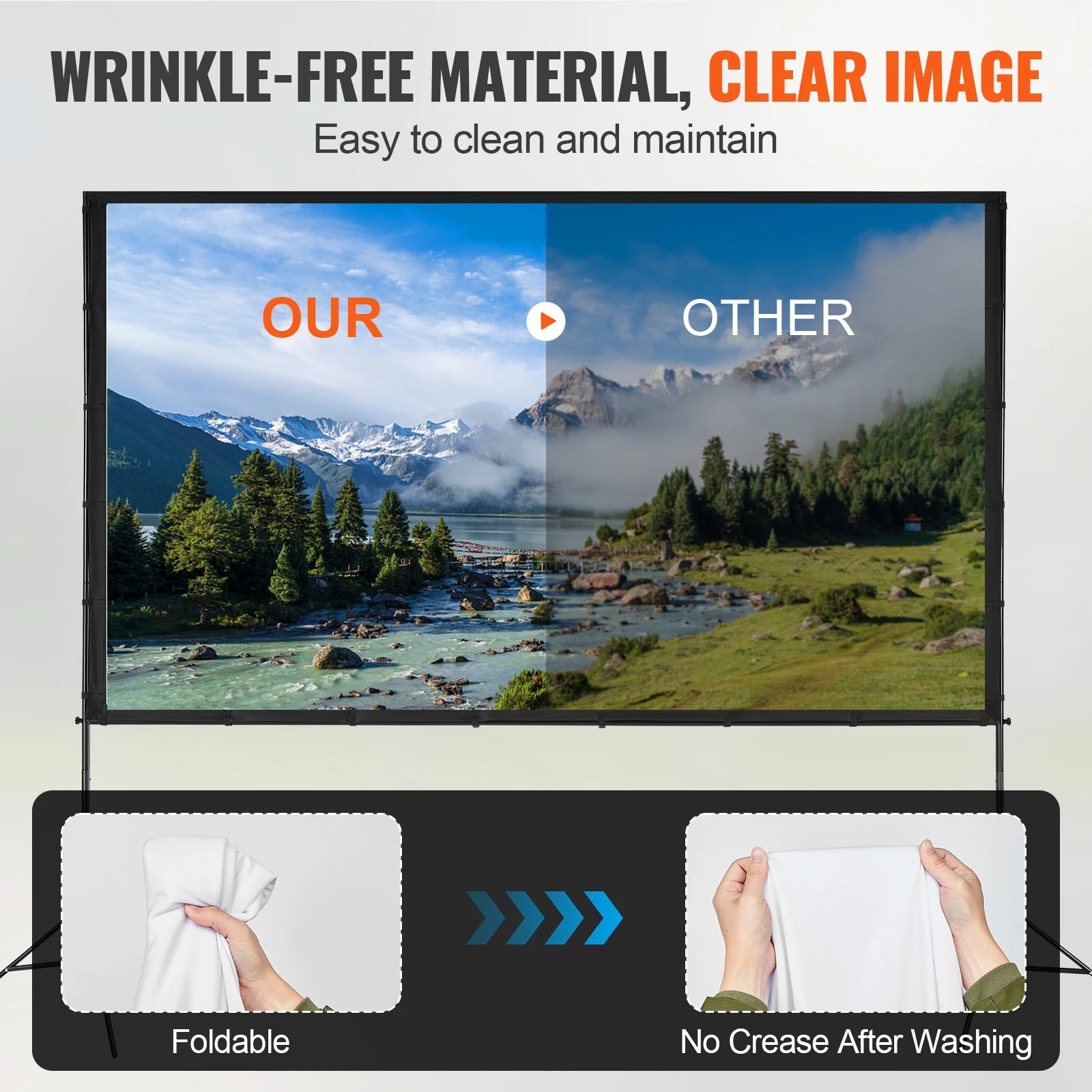 VEVOR Projector Screen with Stand 120/150 inch 4K 1080 HD Outdoor Movie Screen for Home Theater Cinema Backyard Movie - Premium  from Lizard Vigilante - Just $102.99! Shop now at Lizard Vigilante