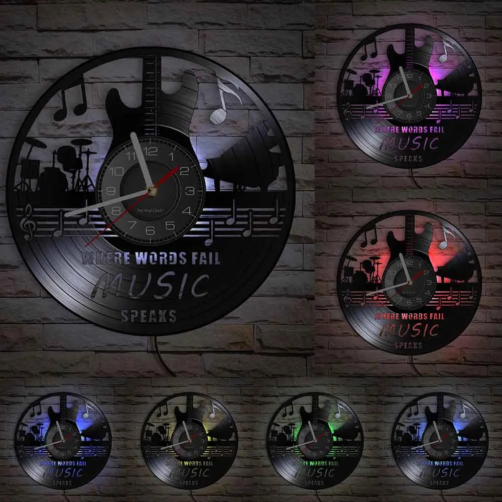 Guitar Player Vinyl Record Wall Clock: The Rock Music Instrument Wall Art for Your Living Room