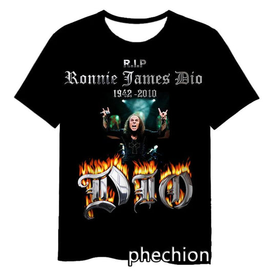 DIO Rock Metal God Rock 3D Print Short Sleeve T-Shirt Rest In Peace RIP Casual Hip Hop Summer T Shirt Tops - Premium  from Lizard Vigilante - Just $24.99! Shop now at Lizard Vigilante