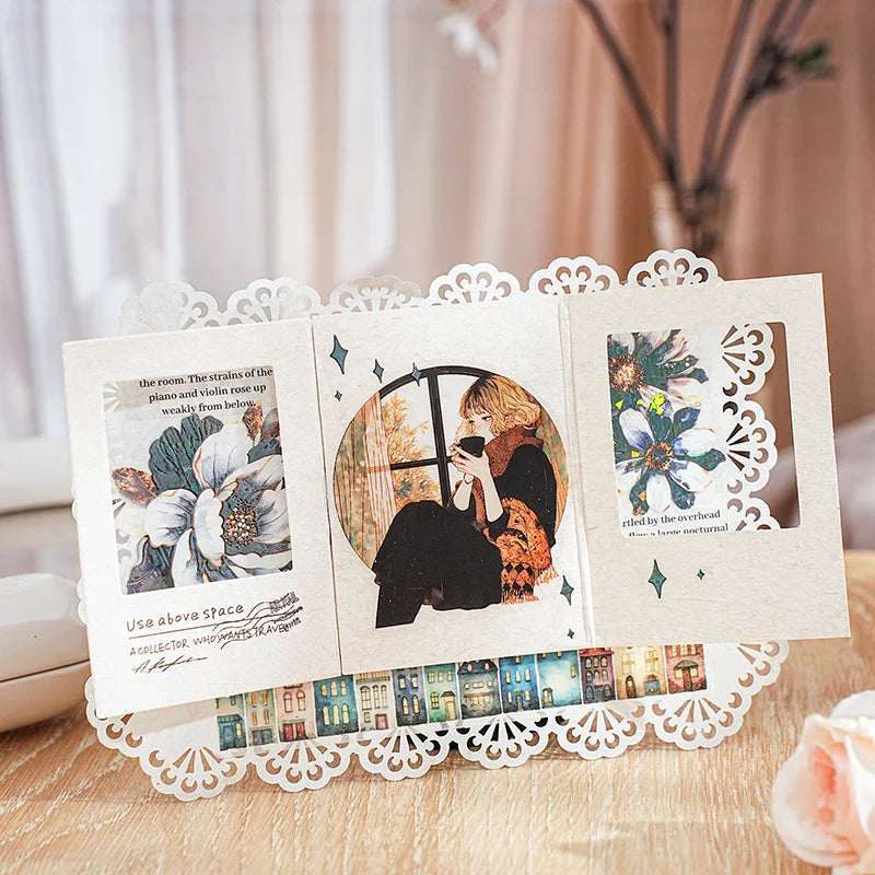 1roll Tape Weekend Window Sill Series Leisure Character Window PET Tape Decoration Notebook Photo Frame Stationery DIY Stickers