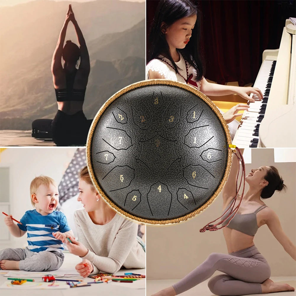 12 Inch 15 Notes Music Drum Steel D Tone Ethereal Drum with Handbag Drumsticks Percussion Musical Instrument For Child Beginner - Premium  from Lizard Vigilante - Just $99.99! Shop now at Lizard Vigilante