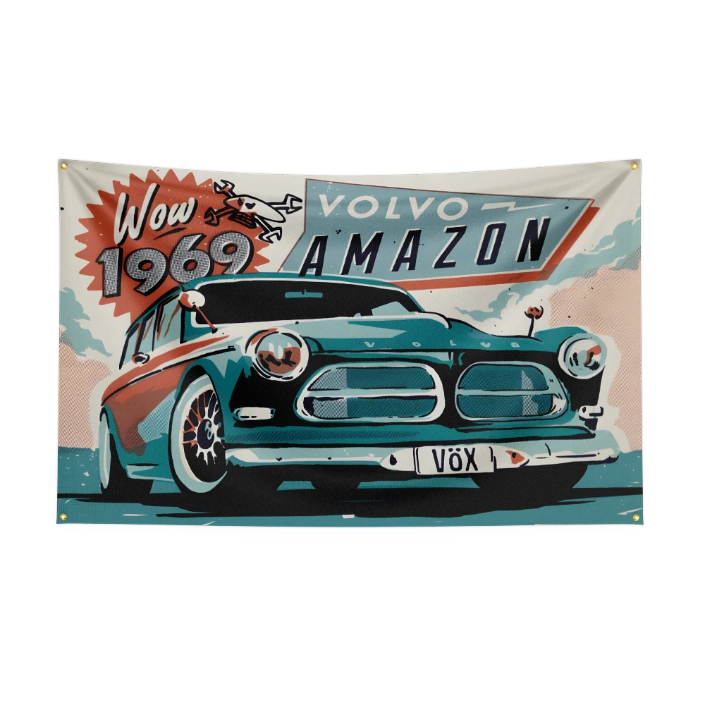 Retro American Muscle Racing Car Flag - Polyester Printed Decoration Banner Tapestry - Premium flag from Lizard Vigilante - Just $15.99! Shop now at Lizard Vigilante