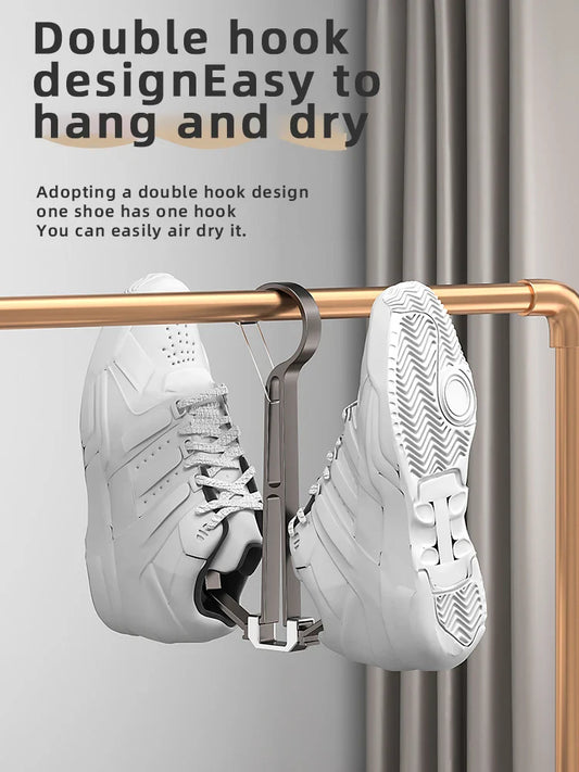 Household Shoes Drying Rack Balcony Foldable Shoe Hanger Clothing Hook Sneaker Rack Home Storage Lundary Tools