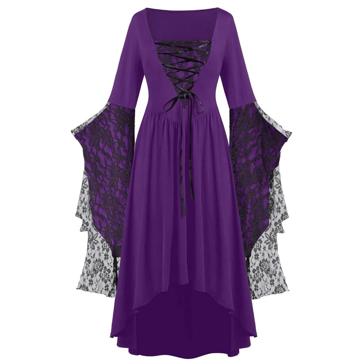 Gothic Clothes For Women Halloween Flare Sleeve Lace Skeleton Punk Dresses Plus Size Retro Medieval Costume Women Gothic Dress - Premium  from Lizard Vigilante - Just $23.99! Shop now at Lizard Vigilante