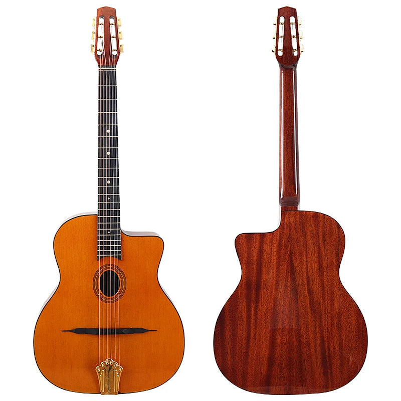 41-Inch Django Spruce Top Gypsy Swing Acoustic Guitar – High Gloss 6-String Folk Guitar with Hickory Fingerboard and Rosewood Back - Premium guitar from Lizard Vigilante - Just $280.99! Shop now at Lizard Vigilante