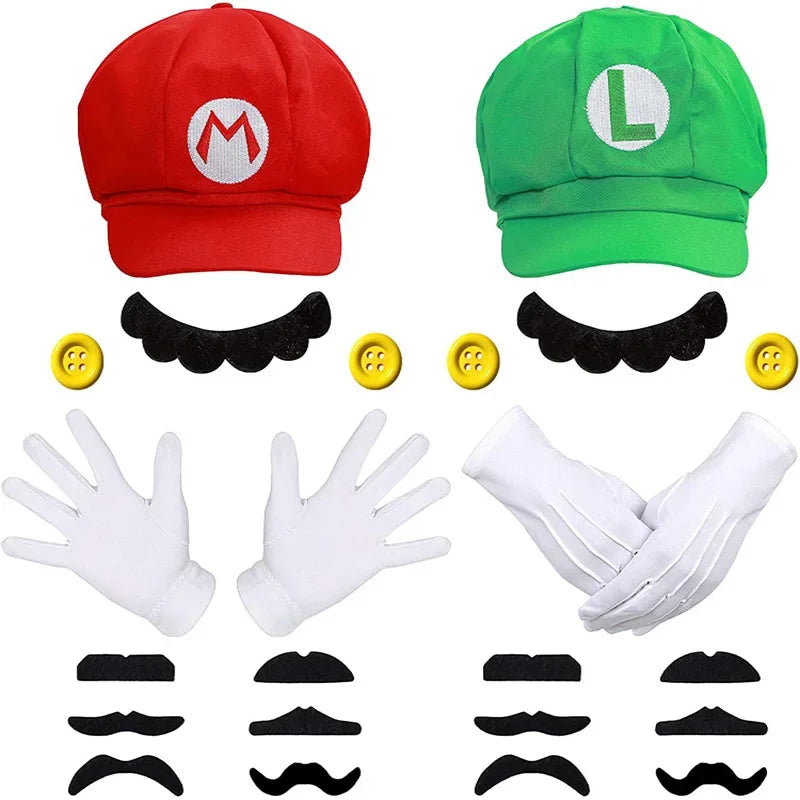 Super Bros Luigi Adult Hat Cap Costume Cosplay Halloween Baseball Anime Unisex Role Play Hat (Red and Green) 2Pcs - Premium  from Lizard Vigilante - Just $21.99! Shop now at Lizard Vigilante