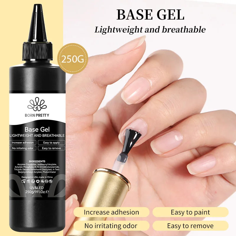 BORN PRETTY 250g Milky White Jelly Nude Gel Nail Polish Refilled Package Translucent Clear Color Semi Permanent Soak Off UV Gel
