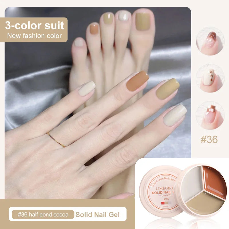 LIMEGIRL Solid Nail Art Gel Polish 15g 3 Colors Cream Soft Gel Polish for Nail Art Beginner DIY Design  Home/Salon Manicure Gift