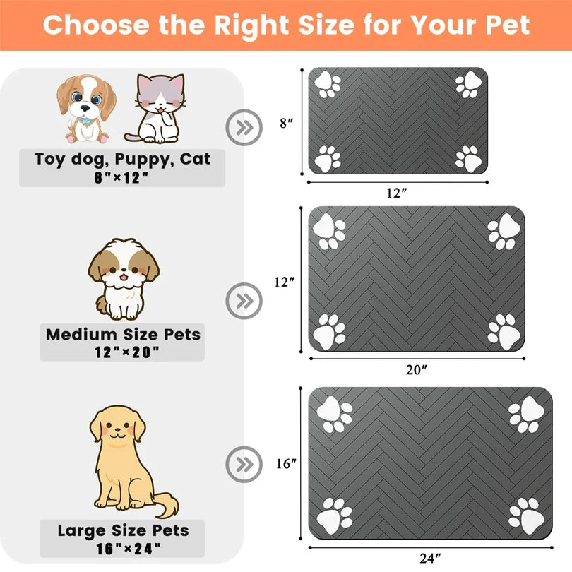Pet Feeding Dropshipping Pet Placemat for Food and Water Bowl, with Waterproof Rubber Backing, Quick Dry Water Mat for Dog Cat