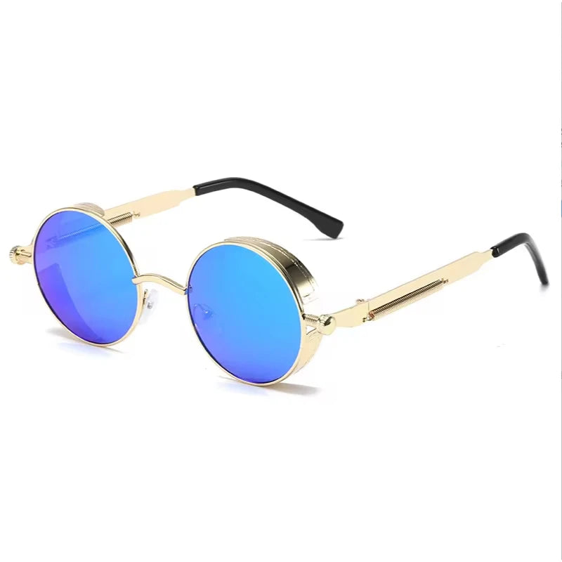 Steampunk Round Sunglasses - Men's Retro Steam Punk Style - Premium shades from Lizard Vigilante - Just $23.88! Shop now at Lizard Vigilante