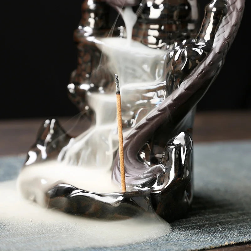 Creative Home Decor Ornaments Dragon Waterfall Backflow Incense Burner Pterosaur Ceramic Censer Incense Stick Holder -No Incense - Premium  from Lizard Vigilante - Just $42.99! Shop now at Lizard Vigilante