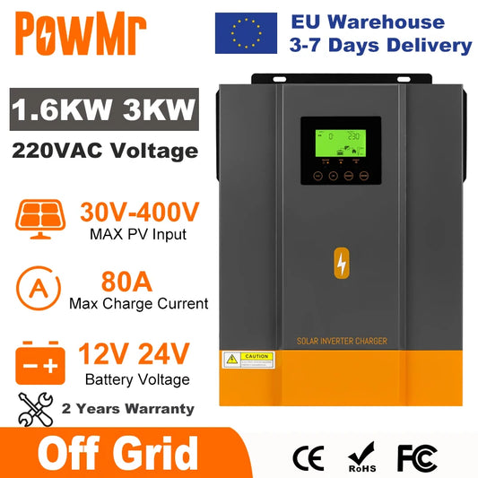 PowMr 1.6KW/3KW Hybrid Solar Inverter - Off-Grid Solar Power System - Premium inverter from Lizard Vigilante - Just $471.99! Shop now at Lizard Vigilante