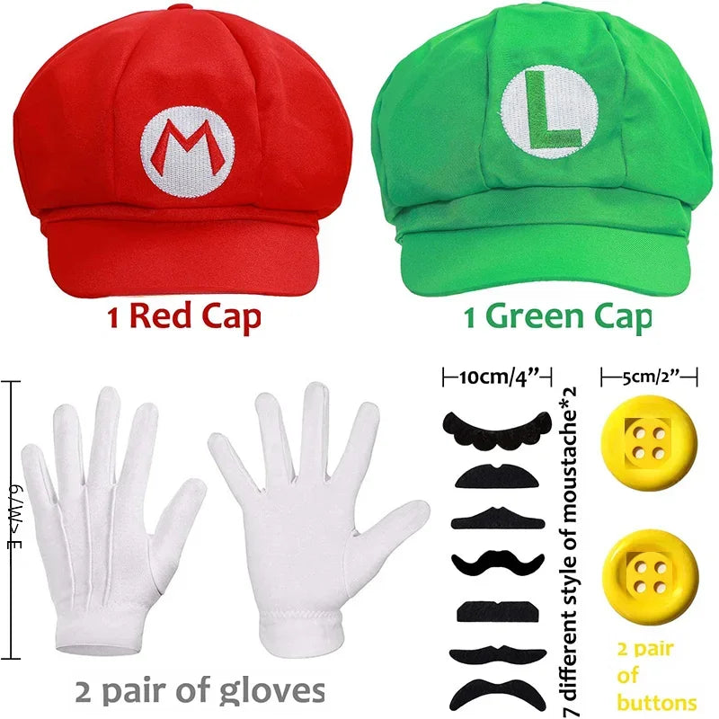 Super Bros Luigi Adult Hat Cap Costume Cosplay Halloween Baseball Anime Unisex Role Play Hat (Red and Green) 2Pcs - Premium  from Lizard Vigilante - Just $21.99! Shop now at Lizard Vigilante