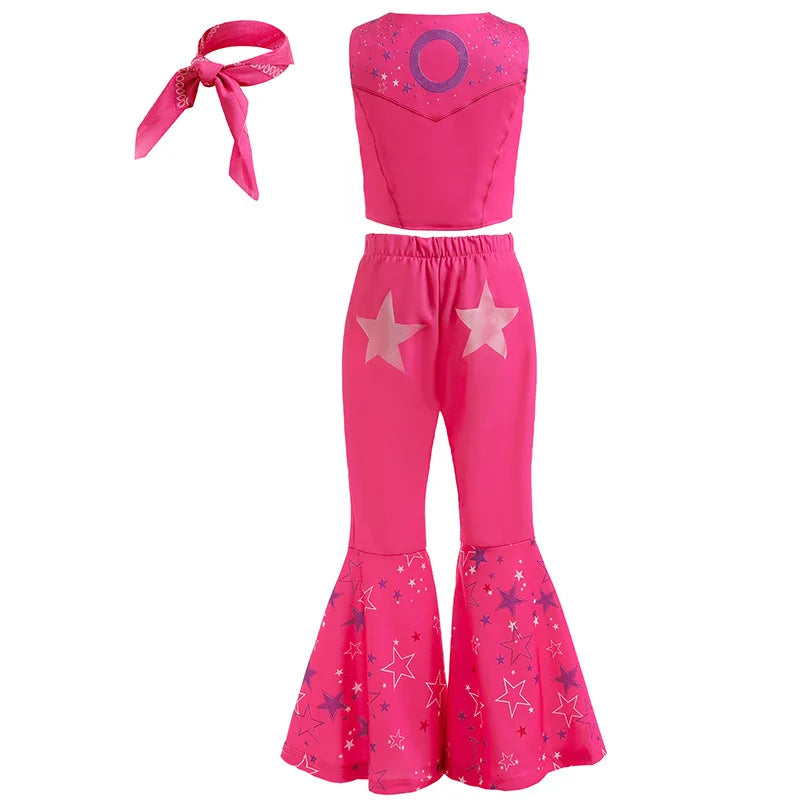 Barbie Movie Costume for Toddler Girls Margot Robbie Barbi Pink Top and Flared Trousers Disney Suit Kids Halloween Birthday Party Clothe - Premium costume from Lizard Vigilante - Just $18.88! Shop now at Lizard Vigilante