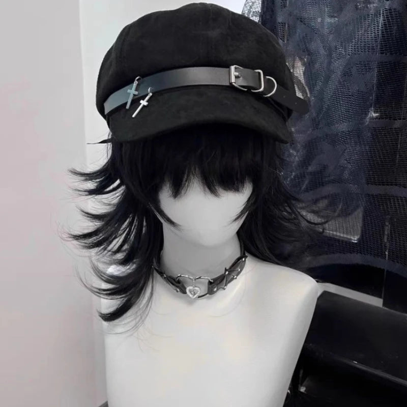 "Sinister Halo" Harajuku Punk Beret – Metal Accent Gothic Cap for Women & Men, Streetwear Biker Lolita Y2K Vibe - Premium hat from dsrs - Just $31.77! Shop now at Lizard Vigilante