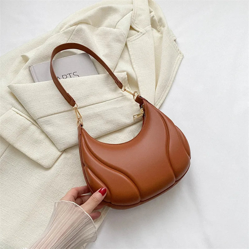 Chic Crescent PU Leather Shoulder Bag – Retro Saddle Handbag for Women, Minimalist Underarm Tote - Premium handbag from Lizard Vigilante - Just $48.88! Shop now at Lizard Vigilante