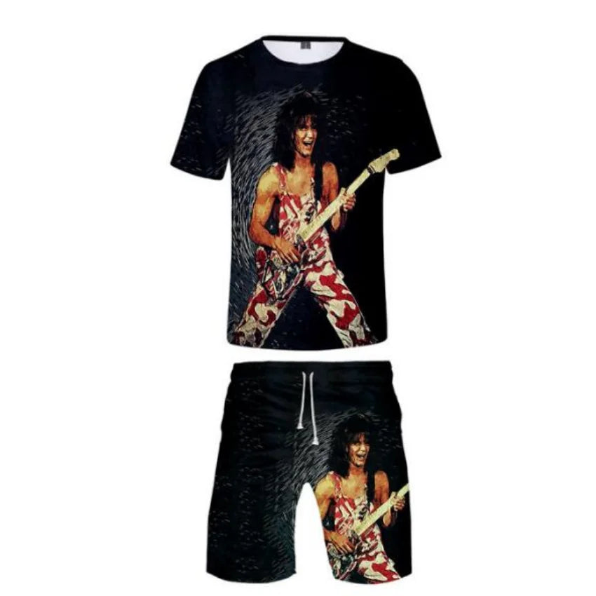 Eddie Van Halen T-Shirt & Shorts 2pc Set 3D Print Summer Short Sleeve and Beach Shorts Casual Sportswear - Premium  from Lizard Vigilante - Just $39.79! Shop now at Lizard Vigilante