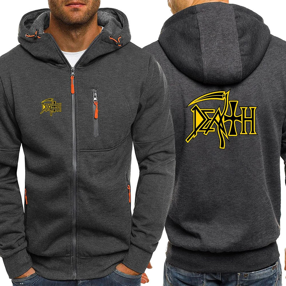 Death Rock Band Heavy Metal Printed Men's Zipper Hoodie – Fleece Sweatshirt for Spring & Autumn - Premium hoodie from Lizard Vigilante - Just $38.99! Shop now at Lizard Vigilante