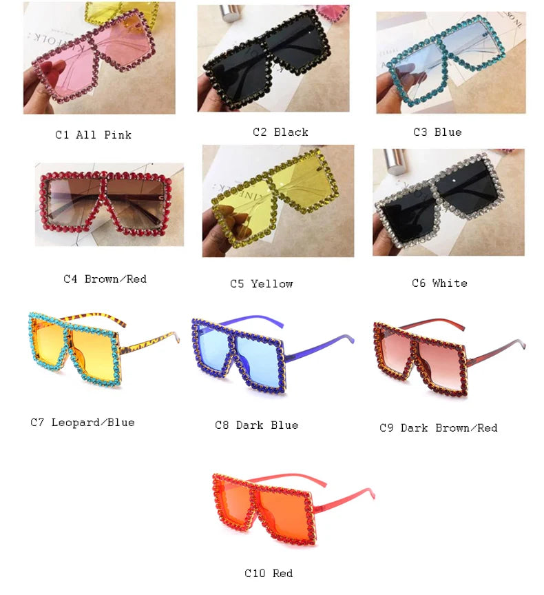 Oversized Glitter Crystal Sunglasses Women Square sunglasses Bling Rhinestone Sun Glasses For Woman Luxury Fashion Shade UV400 - Premium sunglasses from Lizard Vigilante - Just $19.79! Shop now at Lizard Vigilante