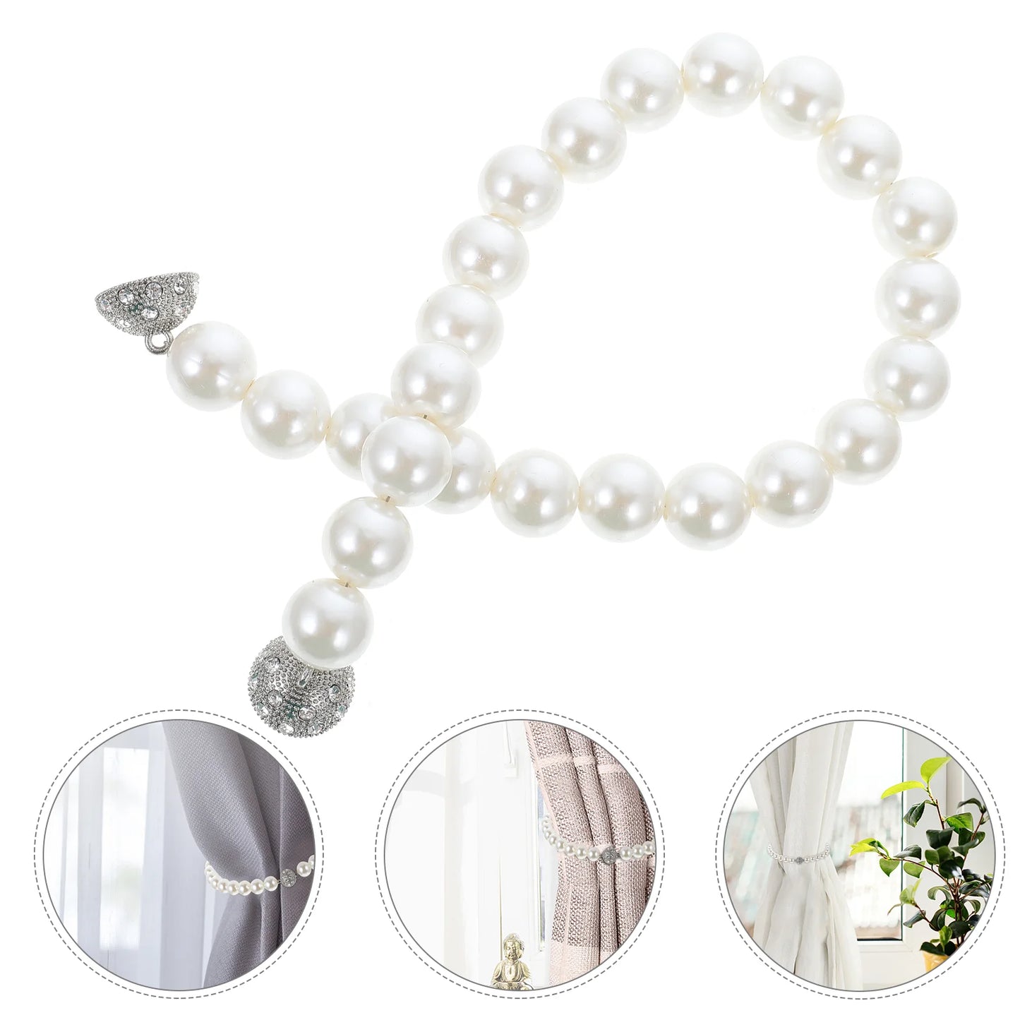 Strain US Magnetic Curtain Rod Tie Fake Pearl Tieback Chic Buckle Holder Clip Punch-free Ornament White Elegant Decors - Premium  from Lizard Vigilante - Just $2.99! Shop now at Lizard Vigilante