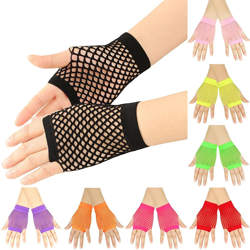 1 Pair Women's Short Fishnet Fingerless Mesh Gloves - Punk Rock Fancy Nightclub Party Arm Warmers Sexy Unisex Gloves - Premium gloves from dsers - Just $14.88! Shop now at Lizard Vigilante