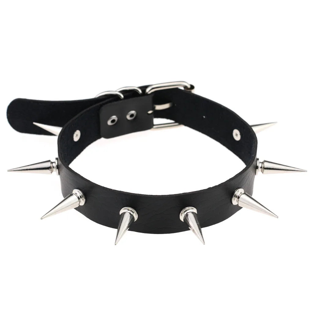 Harajuku Punk Rock Goth Choker - PU Leather Rivet Heart Cross Spike Necklace for Women, Hip Hop Bondage Jewelry - Premium choker from Lizard Vigilante - Just $23.88! Shop now at Lizard Vigilante