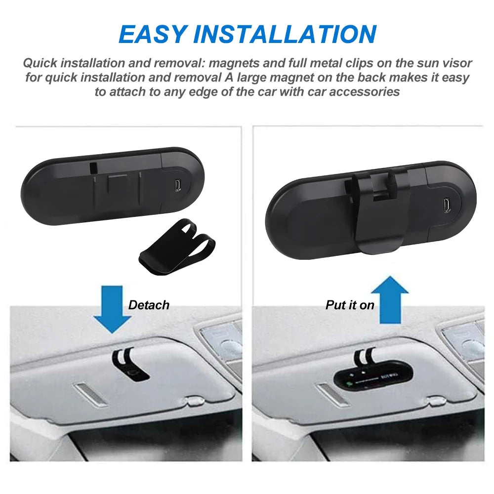 Bluetooth Speaker Handsfree Car Kit Sun Visor Clip Wireless Audio Receiver Speakerphone Wireless Stereo MP3 Music Player