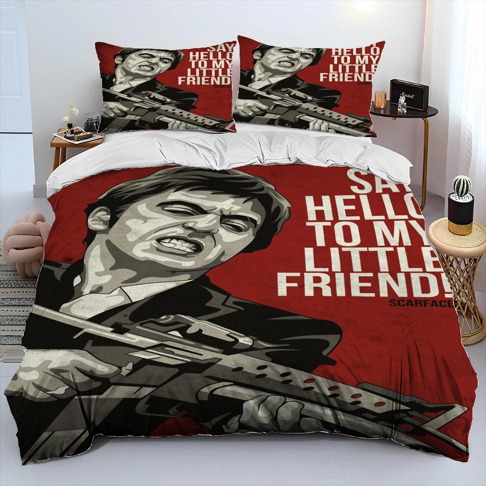 Scarface 1983 Movie Tony 3D Printing Comforter Bedding Set,Duvet Cover Bed Set Quilt Cover Pillowcase,King Queen Size Bedding Set Kid - Lizard Vigilante